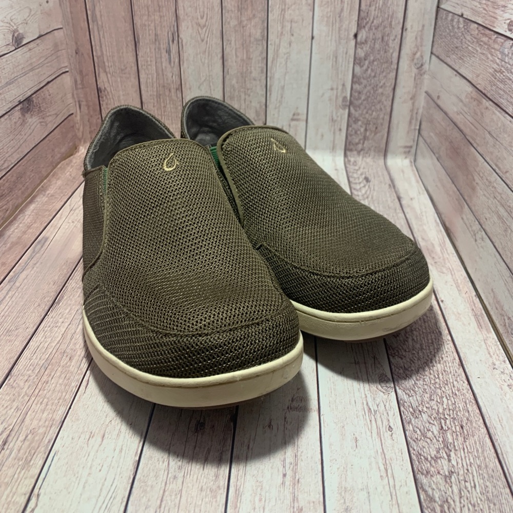 Olukai Men Nohea Mesh Slip-On Shoe Loafer Brown Green